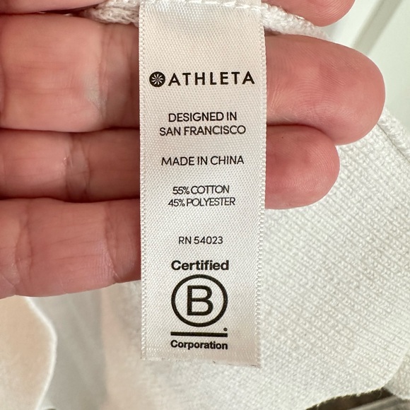 ATHLETA M White north point ribbed black trim cotton blend woman popover tunic - Picture 7 of 13